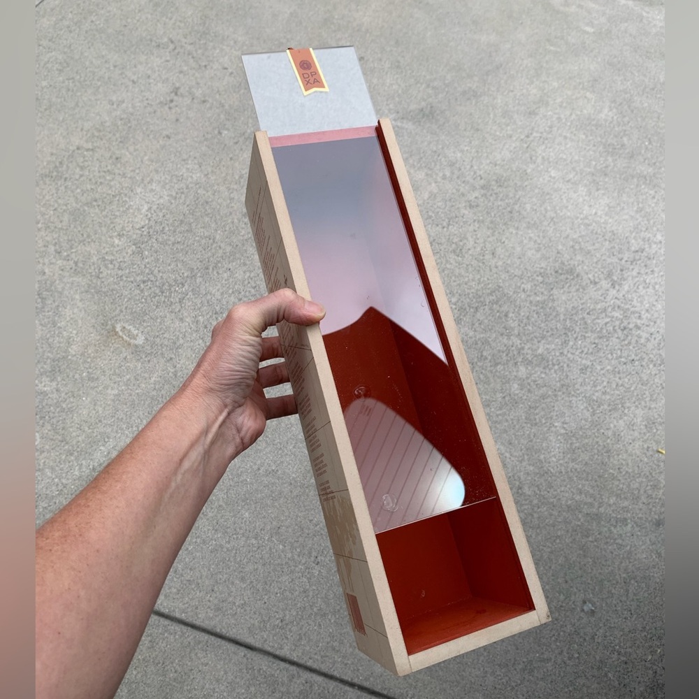 Wooden Display Box Only from Don Pilar Xtra Anejo Tequila. Plastic slide front.